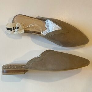 RAG & CO Orla Mules Suede Taupe Size 7 NEW